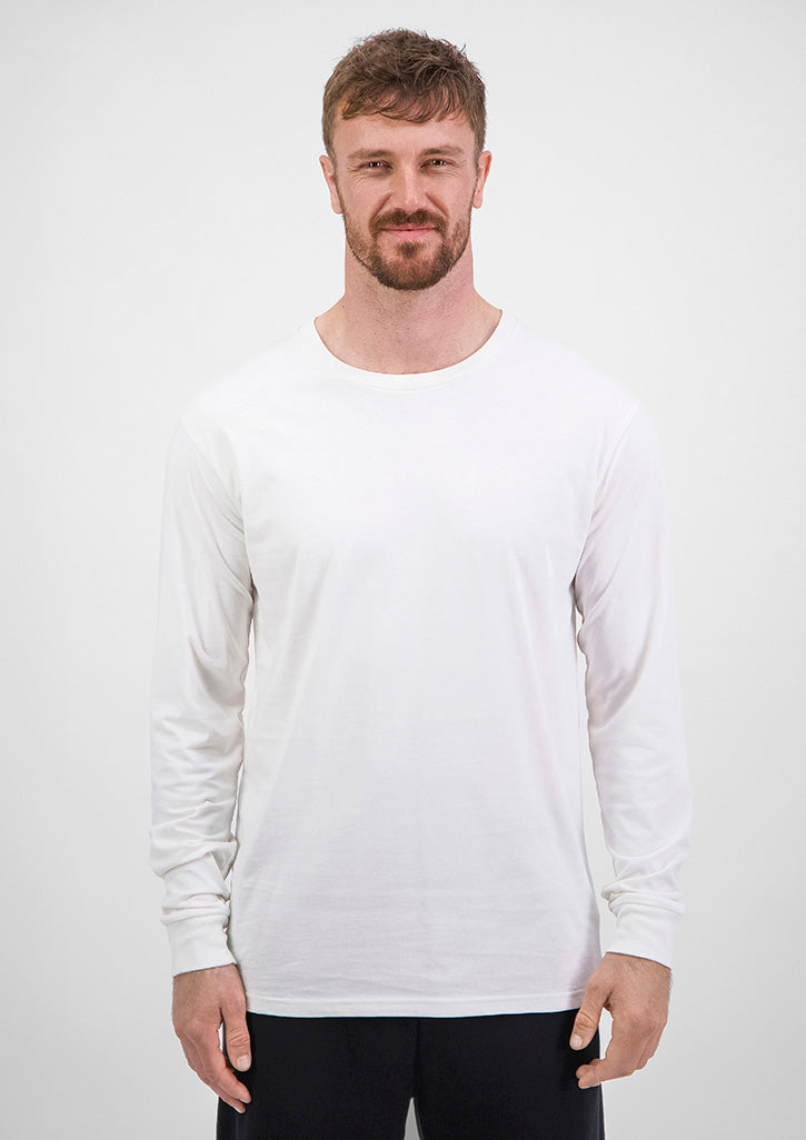 Mens Basis Long Sleeve Tee - Ecru