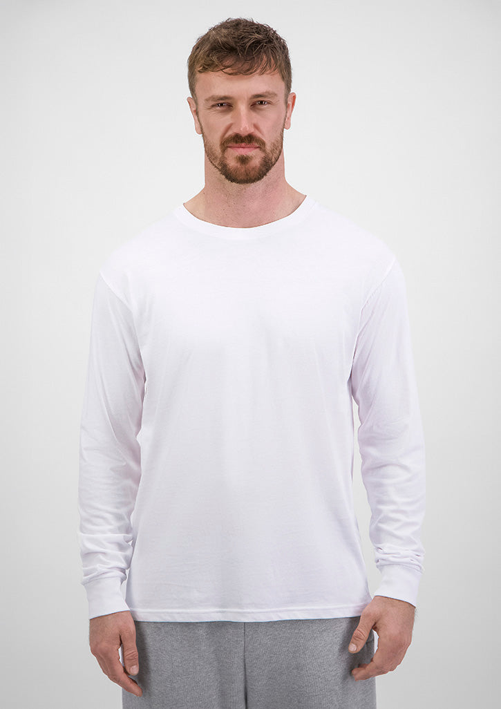 Mens Basis Long Sleeve Tee - White