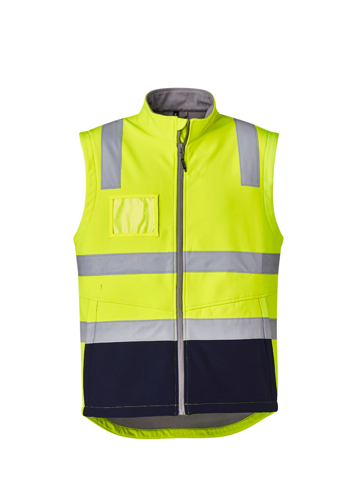 Unisex Hi Vis Softshell Vest - Yellow/Navy