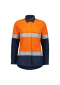Womens Orange Flame Lightweight Ripstop Taped Shirt - Orange/Navy